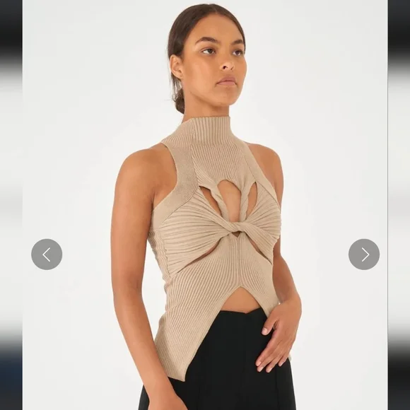 AMANAALUX High neck twisted cut out knit top - Picture 2 of 6